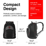 Wenger Synergy Laptop Backpack, Fits 16 Inch Laptop, Men's and Women's Laptop Bag, Black/Grey
