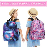 VASCHY School Backpack for Girls, Cute Schoolbag Bookbag for Kids/Teens/Middle School/College/Work Backpack for Women, Pink Galaxy