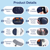 JOYCE Baby Diaper Bag Backpack, with Diaper Changing Station, Multi-functional Travel Waterproof Backpack, for Baby Boys and Girls, with Foldable Portable Diaper Pad and Sunshade (Large Blue)