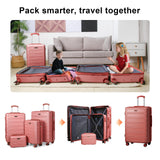 4 Piece Luggage Set Expandable ABS Travel Suitcase Set with Double Spinner Wheels TSA Lock Hardshell Durable Lightweight Traveling Luggage Sets Gift for Back to School (Rose Golden, 28in26in20in13in)