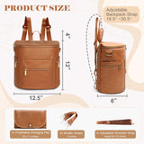 miss fong Diaper Bag Backpack Baby Diaper Bag, Large Leather Diaper Bag Backpack with Changing Pad,Pañaleras Para Bebe for Moms, Stroller Straps, and 2 Insulated Pockets(Convertible, Brown)