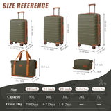 Cosbarn 5 Piece Luggage Sets with Spinner Wheels and TSA Lock, Unisex Hardside ABS Suitcase Set, Hardshell Lightweight Waterproof Travel Hard Case Luggage Set, Green