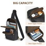 S-ZONE Sling Bag for Men Women RFID Blocking Genuine Leather Crossbody Shoulder Bag Backpack Hiking Daypack Travel