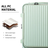 VATILIN 20 Inch Top Opening Carry On Luggage 22x14x9 Airline Approved Expandable With Spinner Wheels & Cup Holder,PC Hard Shell Lightweight Small Shitcase With Tsa Approved For Travel Women Men,Green