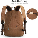 Muzze Canvas Backpack for Women and Men, Lightweight Classic Laptop Backpack with USB Charging Port for School, Travel and Daily Use, Khaki