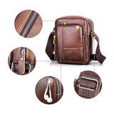 AGDHERSNVX Small Crossbody Bags for Men Women,Genuine Leather Messenger Purse,Trendy Design Satchel Bag with Adjustable Shoulder Strap Brown