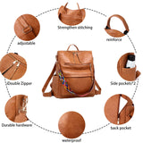 HGWSSY Women's Fashion Backpack Purse for Women Leather Multipurpose Design Ladies Shoulder Bag Travel bag Satchel Handbags Brown