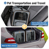 Lekereise Large Cat Carrier for 2 Cats, 2-in-1 Cat Travel Carrier with Litter Box, (17.7" x2) x16.5"x13" Pet Carrier with Zipper Locks for Moving Across The Country (No Hammock) - Grey