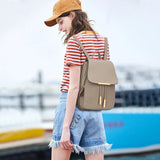 KKXIU Women’s Stylish Leather Backpack Purse – Lightweight Travel Backpack with Multiple Pockets, Lychee Grain PU Leather, Gold Hardware (A-Khaki, 10x12x4.5 Inches)