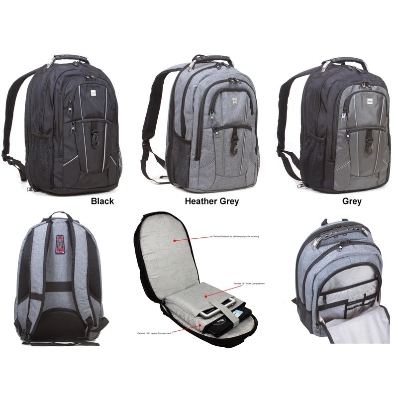 Dejuno Dejuno Commuter Backpack Checkpoint-friendly 15.6" Laptop Pocket - Heather Grey Laptop Backpack, Heather Grey