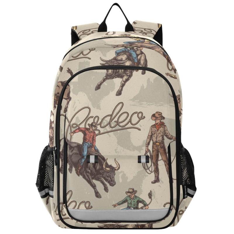 Glaphy Cowboys Pattern West with Bulls Backpack School Bag Lightweight Laptop Notebook Tablet Backpack Students Travel Bookbag with Reflective Stripes