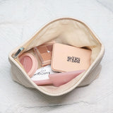 Wudygirl Travel Makeup Bag Large Capacity Cosmetic Bag for Women Corduroy Toiletry Pouch Handbags Zipper Purses Travel Essentials (Beige)