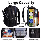 SHRRADOO Anti Theft Laptop Backpack Travel Backpacks with Combination Lock for Women Men High School College Backpack Computer Bag Fits 17 Inch Laptop,Grey