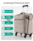 BAGSMART Underseat Carry on Luggage with Wheels, Soft Small Travel Luggage with PVC Wet/Dry Pockets, Lightweight Soft Personal Item Suitcase for Short Trip,Camer
