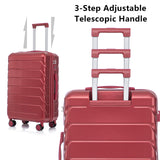 Ningering Wine Red 3 Piece Luggage Set, ABS Hardshell Suitcase with Spinner Wheels, Travel Carry on Suitcases with Combination Lock, 20/24/28 Inch (WINE RED)