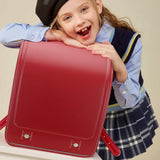 Baobab's wish Ransel Randoseru Backpack Semi-automatic satchel Japanese school bag for girls and boys PU leather bab-rng58 (Red)