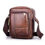 AGDHERSNVX Small Crossbody Bags for Men Women,Genuine Leather Messenger Purse,Trendy Design Satchel Bag with Adjustable Shoulder Strap Brown