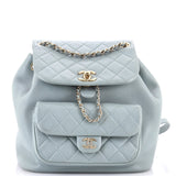 Chanel, Pre-Loved Duma Drawstring Backpack Quilted Leather Large, Gray