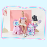 Meetbelify Cute Cat Rolling Backpack for Girls Backpacks with Wheels for Elementary Preschool Students with Lunch Box Pencil Case for Girls Age 8-10
