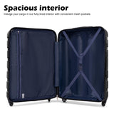 Coolife Luggage 3 Piece Set Suitcase Spinner Hardshell Lightweight TSA Lock (black, 20/24/28)
