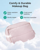 BAGSMART Puffy Makeup Bag, Wide Opening Cosmetic Bag Compact & Spacious, Water-Resistant Travel Organizer Pouches for Women (Baby Pink)