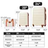 Merax Luggage Sets 2 Piece Expandable Hardside Luggage with Travel Bag Suitcase Set with Spinner Wheels(20+24+bag,Brown+White-1)