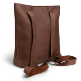 Heather's, Convertible Backpack to Shoulder Bag, Spacious Crossbody for Women, Squared Purse, Small Diaper Caddy, Commuting and Traveling, Full Grain Leather, Handmade, Bourbon Brown