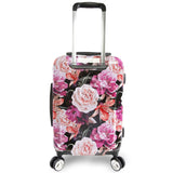 BEBE Marie 21" Hardside Carry-on Spinner Luggage Carry-On Luggage, Black Floral Print