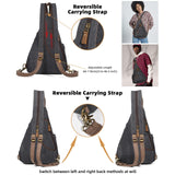 KL928 Canvas Sling Bag - Small Crossbody Backpack Shoulder Casual Daypack Rucksack for Men Women(Large Version,Black)