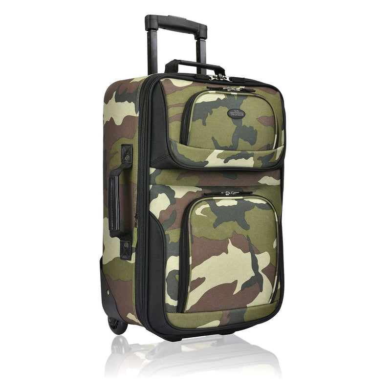 U.S. Traveler Rio Lightweight Softside Rolling Carry-on Suitcase, 2-Wheel Single, Camouflauge