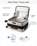 LUGGEX Carry On Luggage Top Opening, FLT Expandable Polycarbonate Hard Shell Suitcase with Wheels (FX-Lite, Charcoal Metallic, 20 Inch, 36L-41L)