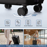 Krute Zipperless Luggage with Spinner Wheels Checked Aluminum Frame Luggage PC Hard Shell Suitcase with Charger and Cup Holder TSA Lock No Zipper 24 Inch Suitcases