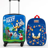 AI ACCESSORY INNOVATIONS Sonic the Hedgehog Kids Luggage and Backpack Set - 18" Luggage Suitcase With Wheels, 13.75" Backpack