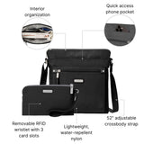 Go Bagg with RFID Wristlet - Lightweight 10.75"x10" Travel Purse Crossbody Bag for Women