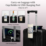 AAIVV Luggage 4 Piece Set Suitcase with TSA, Airline-Approved Hard Shell Expandable Double Spinner Rolling Wheels Suitcases for Lightweight Travel (Black, 28in26in20in13in)