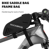 ROCKBROS Bike Seat Bag, Waterproof 0.6L Bike Seat Bag Frame Bag, Lightweight Bike Saddele Bag Top Tube Bag, Bike Accessories for Mountain MTB Road Foldable Bikes