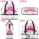 Couple Flamingo Foldable Travel Duffel Bag Tote Carry On Luggage Sports Gym Bag With Shoe Compartment For Woman Man Overnight Weekend Yoga Workout Training Handbag