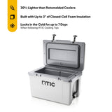 RTIC Ultra-Light 52 Quart Hard Cooler Insulated Portable Ice Chest Box for Beach, Drink, Camping, Picnic, Fishing, Boat, Barbecue, 30% Lighter Than Rotomolded Coolers, White & Grey