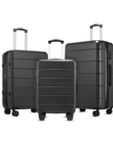 YOETEY Luggage Sets 3 Piece, Expandable Hardshell Suitcase with TSA Lock & Silent Spinner Wheels, Lightweight Hardside Travel Suitcase Set for International Trips (20/24/28 in, Black)