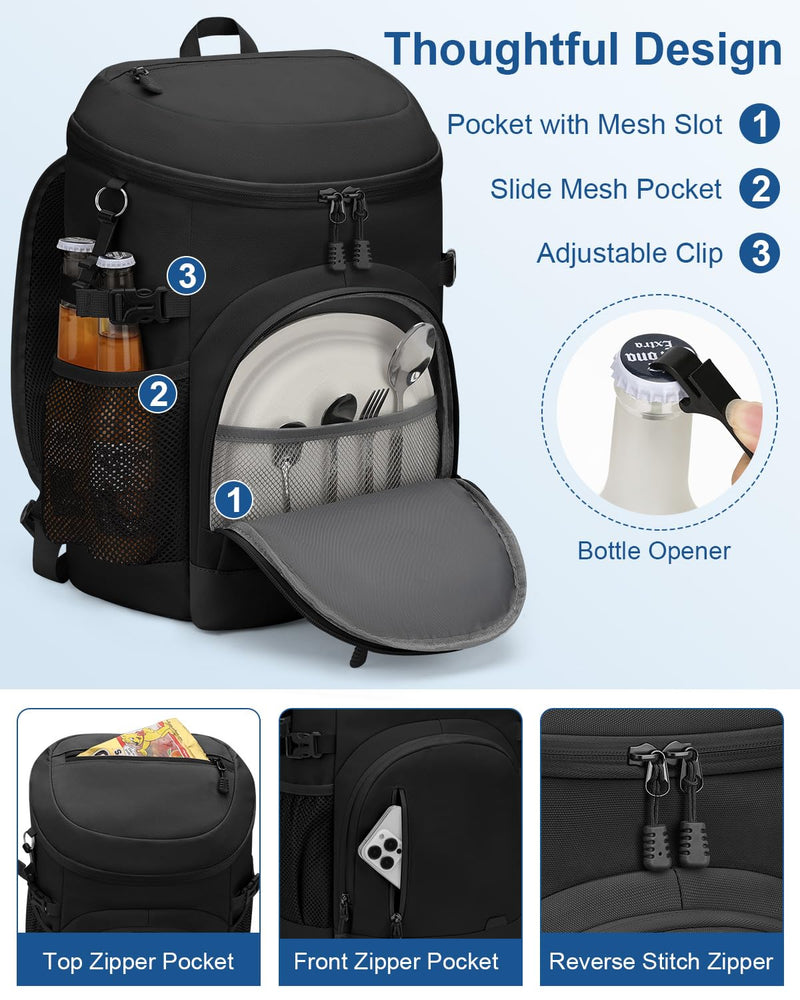 Pritent Cooler Backpack Insulated Waterproof,30/45 Cans Backpack Coolers Leakproof Lunch Backpack for Men Women Portable Soft Cooler Bag for Beach Camping Trave Picnic