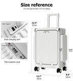 feilario 20in Aluminum Frame PC Carry On Luggage Tri-Zone Access Hard Shell Brake Wheels Suitcase with Cup Holder, Phone Holder, TSA Approved Lock (Green, 20")