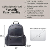 Baggallini Essential Laptop Backpack - 16x12 Inch Travel Backpack with 16" Laptop Sleeve - Lightweight Luggage Backpack