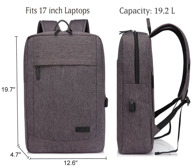 VASCHY Business Laptop Backpack for 17 inch Computer With USB Charging Cable