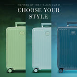 Bric's Positano Trolley Spinner - Carry-On Luggage with Built-In USB Port and Lock - Lightweight Suitcases Made From Durable Polycarbonate - Protector Cover Included - 21 Inch, Sea Green