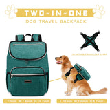 BAGLHER Travel Dog Backpack - Detachable Travel Dog Food Container for Pet Supplies Dog Gear Backpack,Dog Bag for Traveling with 2 Silicone Collapsible Bowls and 2 Food Baskets Green