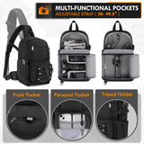 RAINSMORE Camera Bag Small DSLR & Mirrorless Camera Case for Photographers Waterproof Sling Crossbody Camera Bag with Removable Divider & Tripod Holder Fits Canon Rebel/Nikon D3500/Sony A6000 Series