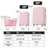 Merax Luggage sets of 2 Piece 20 28 IN Carry on Luggage Hard Case White Pink Luggage Expandable Checked Luggage Suitcase Set with Wheels