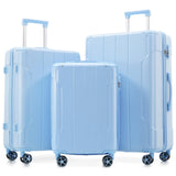 Merax Luggage Sets 3-Piece Hardshell with Spinner Wheels Lightweight Suitcase with Corner Guards (Skyblue, 20/24/28)