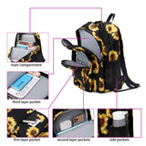 abshoo Classical Basic Womens Sunflower School Backpack For Teen Girls Water Resistant College Bookbag (Sunflower Black)