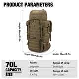 Mardingtop 70L Military Internal Frame Backpack for Hunting,Camping,Hiking Rucksack Backpacking Backpack with Rain Cover